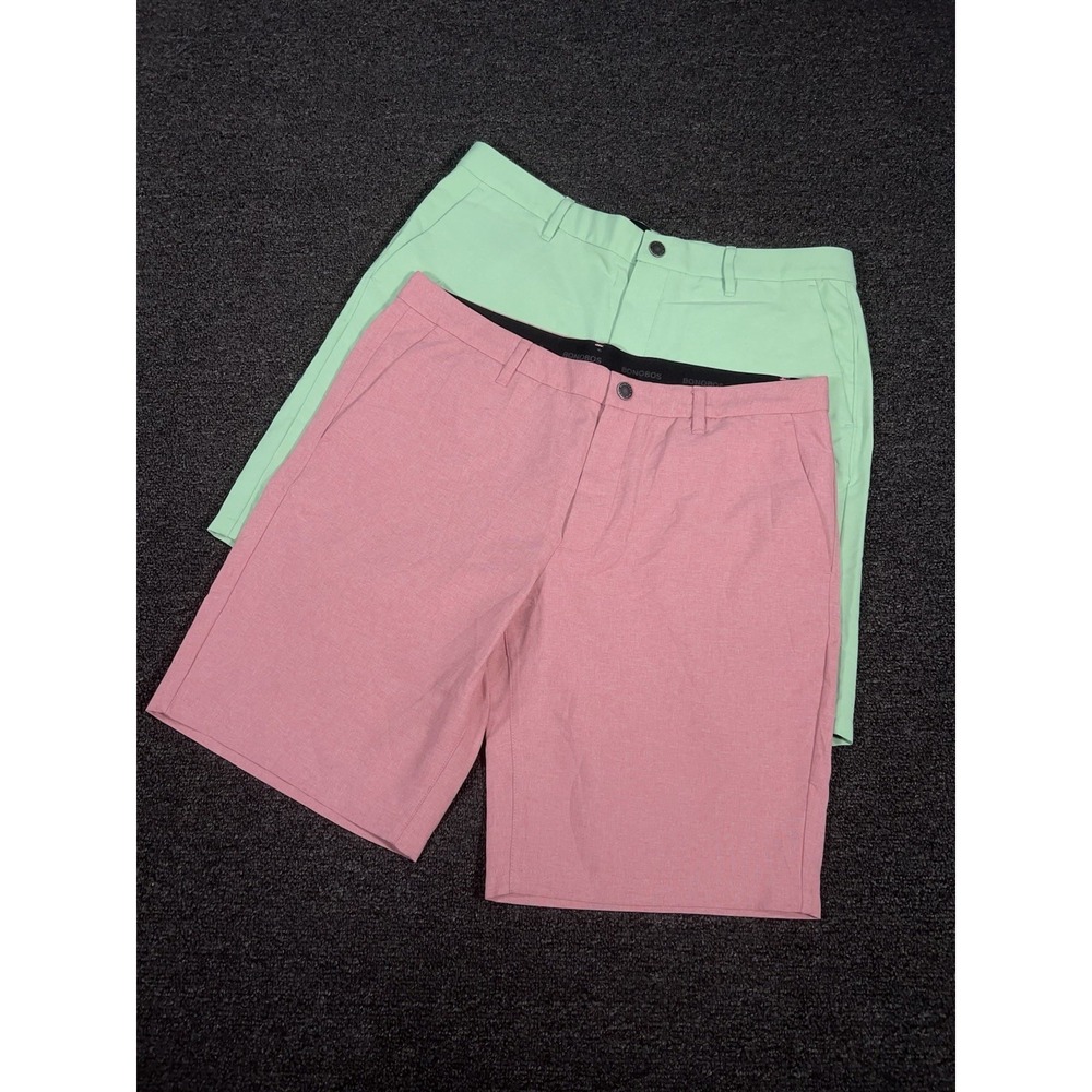 Bonobos Golf Shorts Men's 34 (Fits 36) Red Green Performance Wicking - Lot Of 2